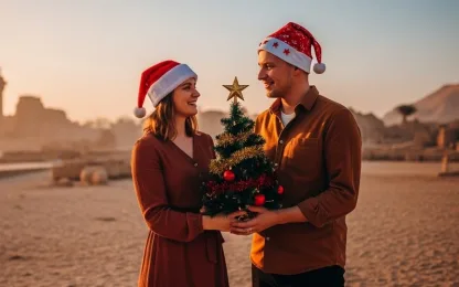 una coppia festeggia il natale in egitto , capodanno egitto offerte