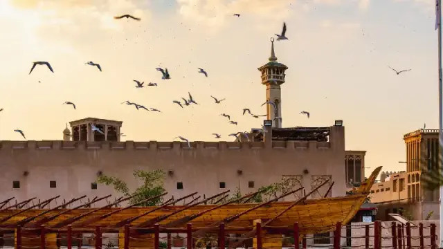 Tramonto sul quartiere di Al Fahidi a Dubai, Bastakiya Dubai