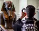 Turista all'interno del Grande Museo Egizio visitabile al Cairo
