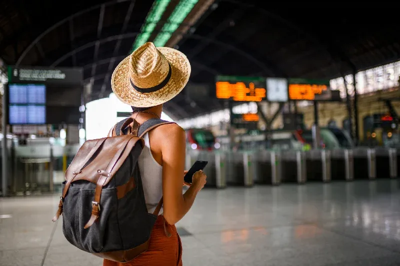una turista all'aeroporto , visto turistico india