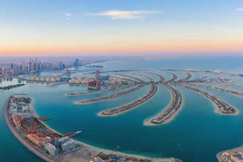 Vista aerea dell'isola di Palm Jumeirah, palm jumeirah dubai