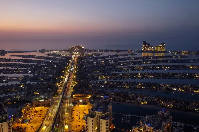 Emirati Arabi Uniti Dubai Palm Jumeirah isola paesaggio urbano skyline città aerea, palm jumeirah dubai