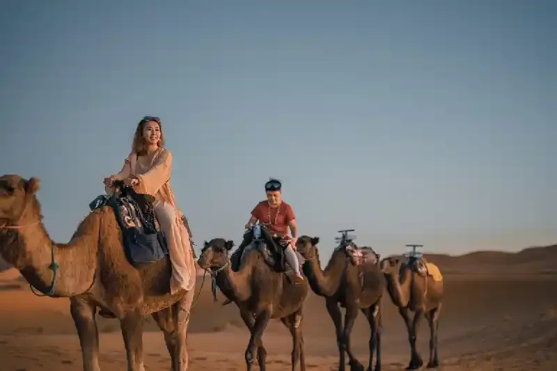 un gruppo nel deserto di Wahiba Sands, il deserto di Wahiba Sands
