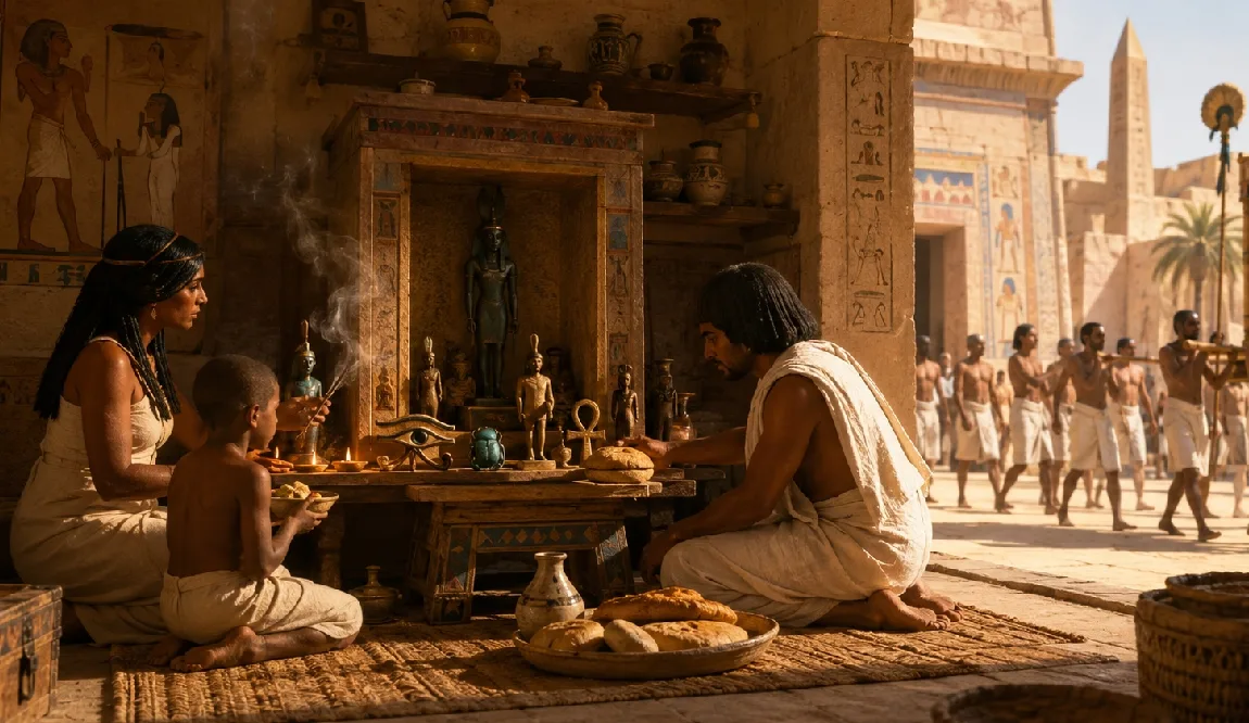 antiguos egipcios hacen rituales religiosas