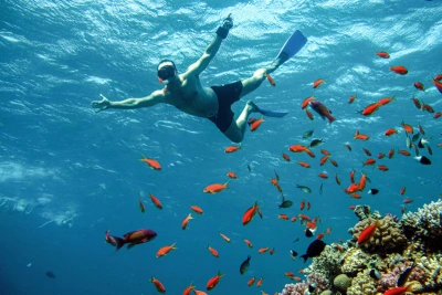 Immersioni mar rosso, un uomo fa snorkeling a hurghada