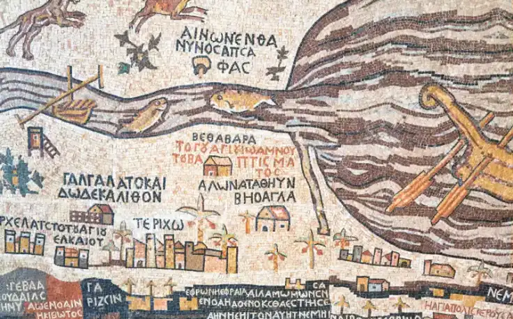 mappa di mosaici di madaba, madaba giordania