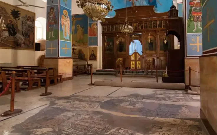 chiesa di san giorgio a madaba dall'interno, chiesa di san giorgio madaba