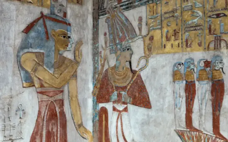 iside e osiride nel tempio di abydos, iside e osiride