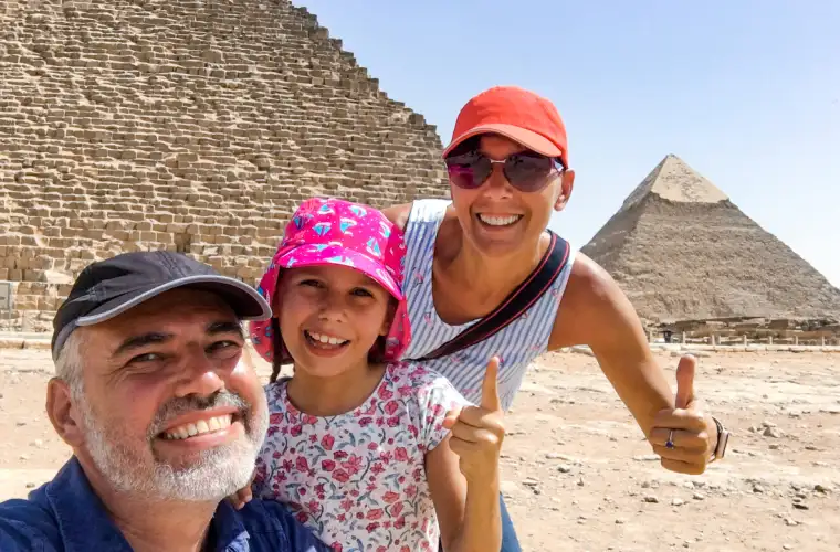 Family enjoying visiting Pyramids of Giza, Facts about Egypt Pyramids