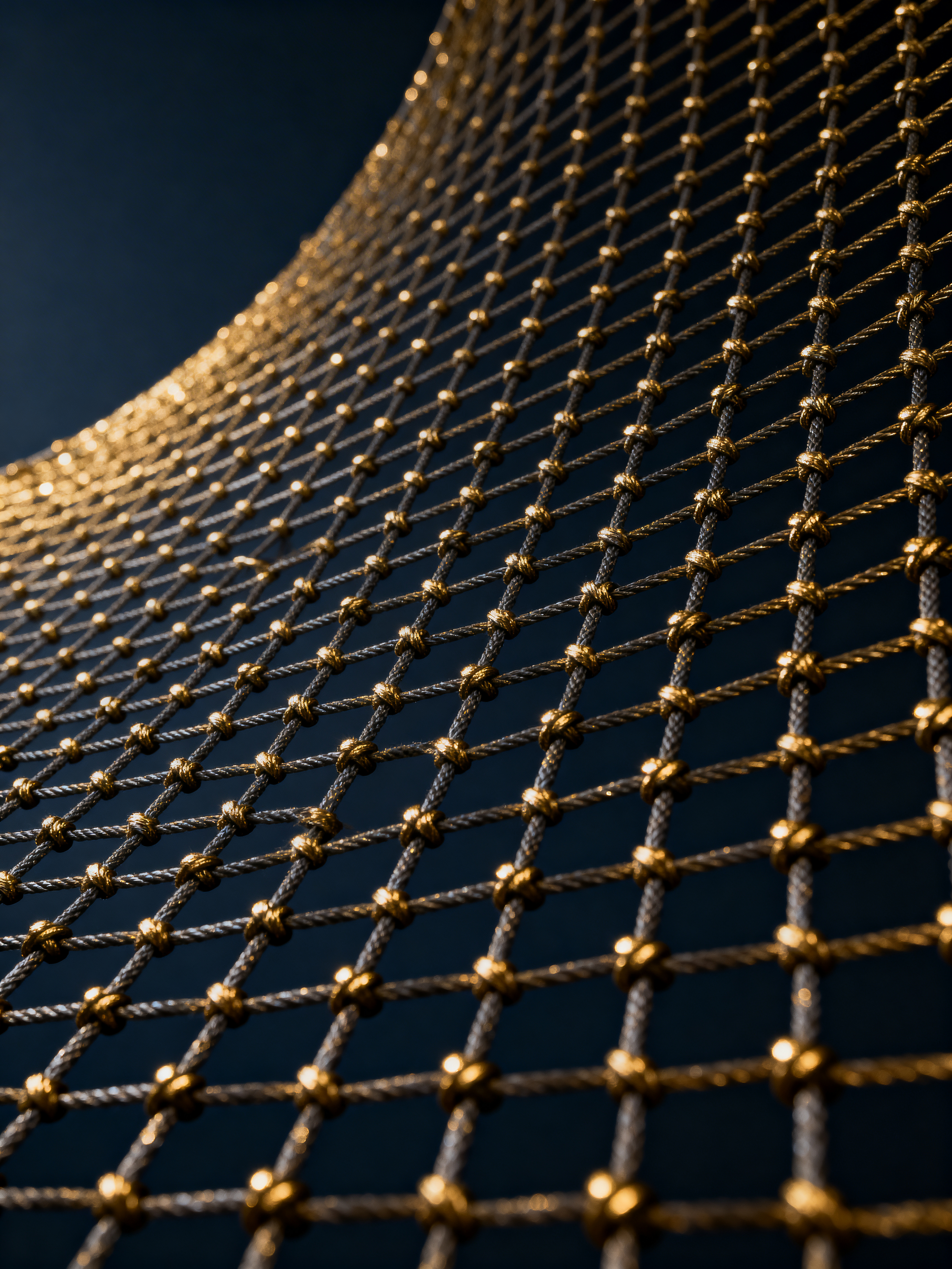 Sports nets — knotted netting mesh product photography