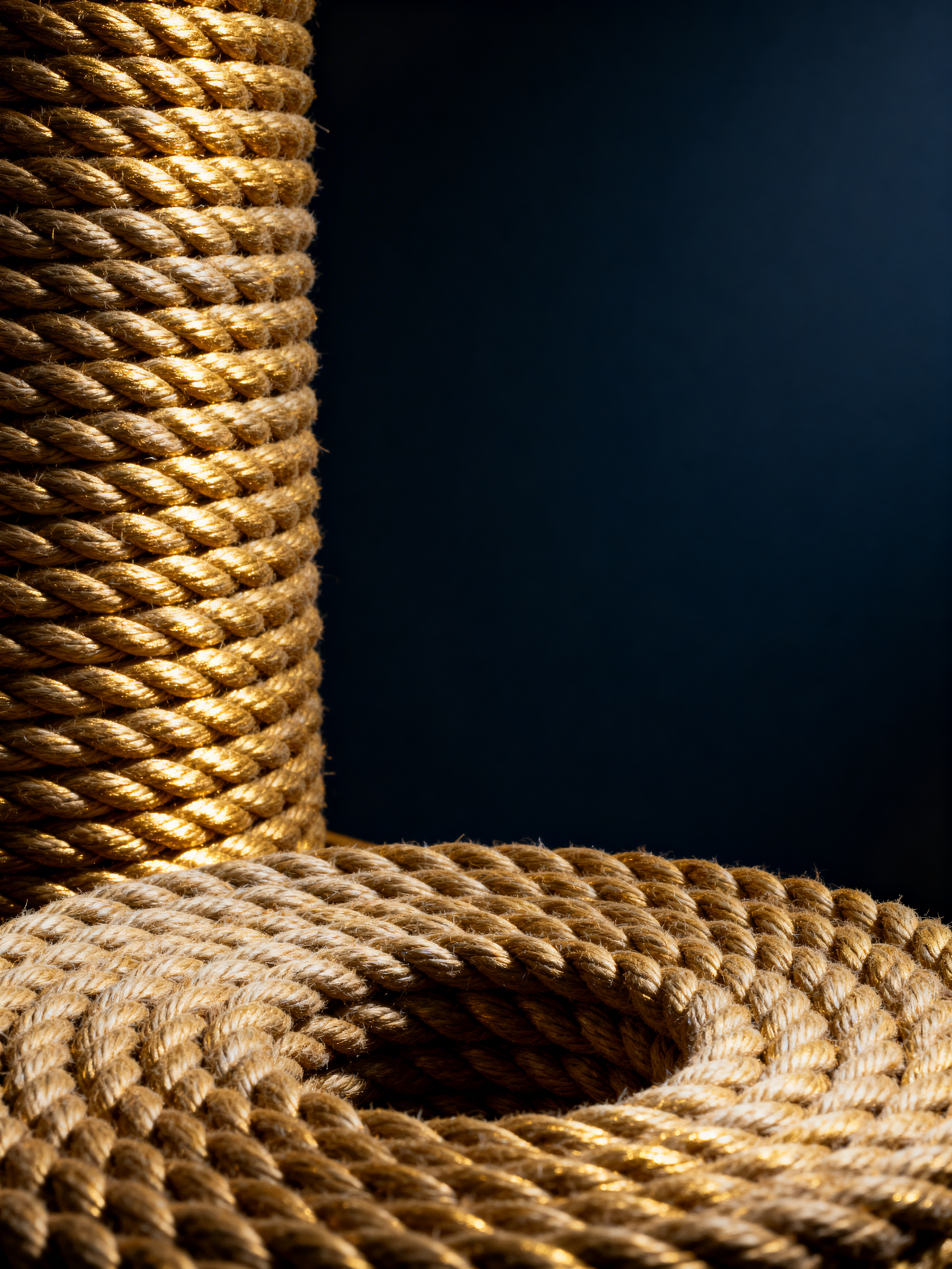 Marine ropes — thick coiled rope product photography