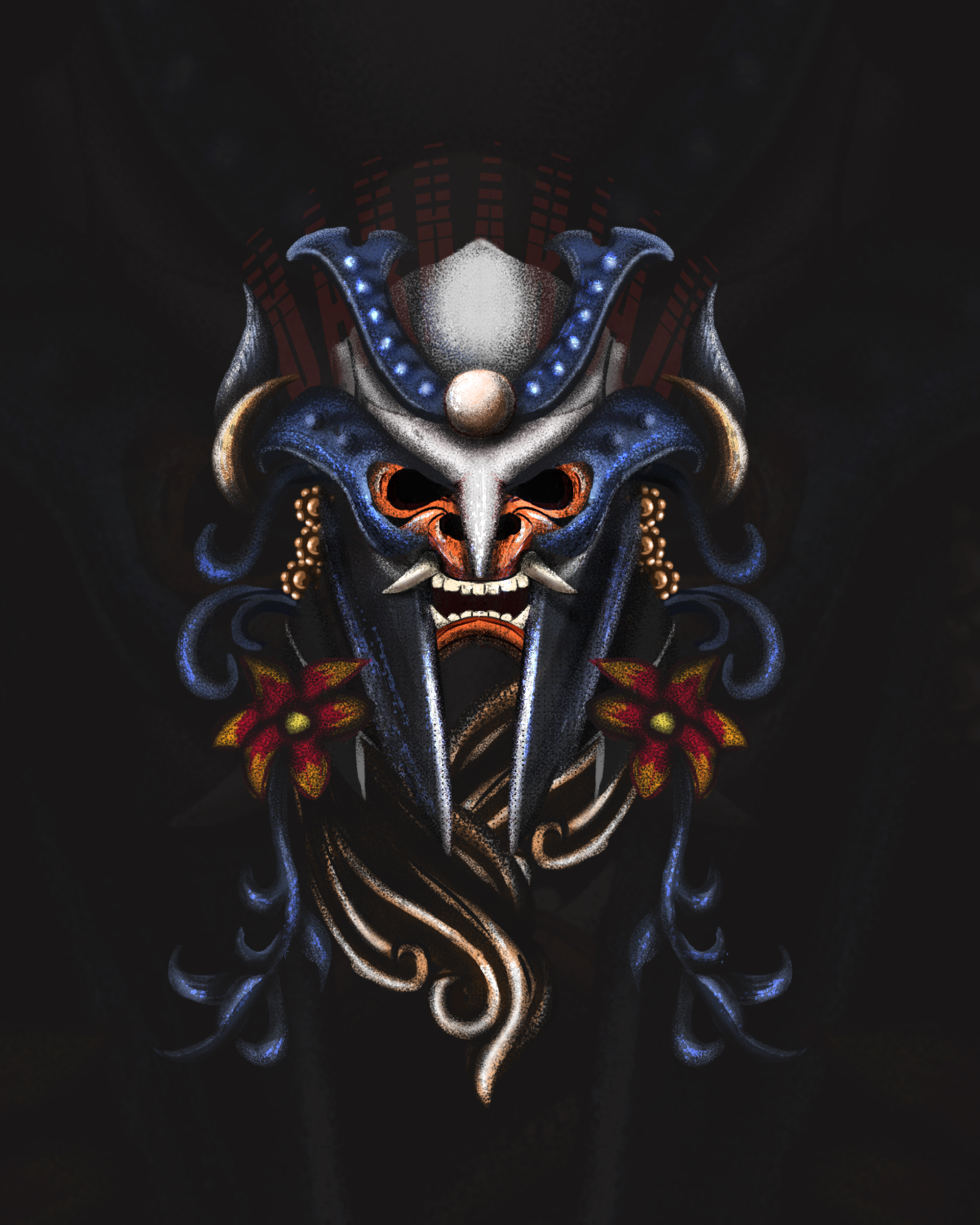 Samurai Armor Vector Illustration - Japanese Warrior Art Adobe Illustrator by ART de ONE