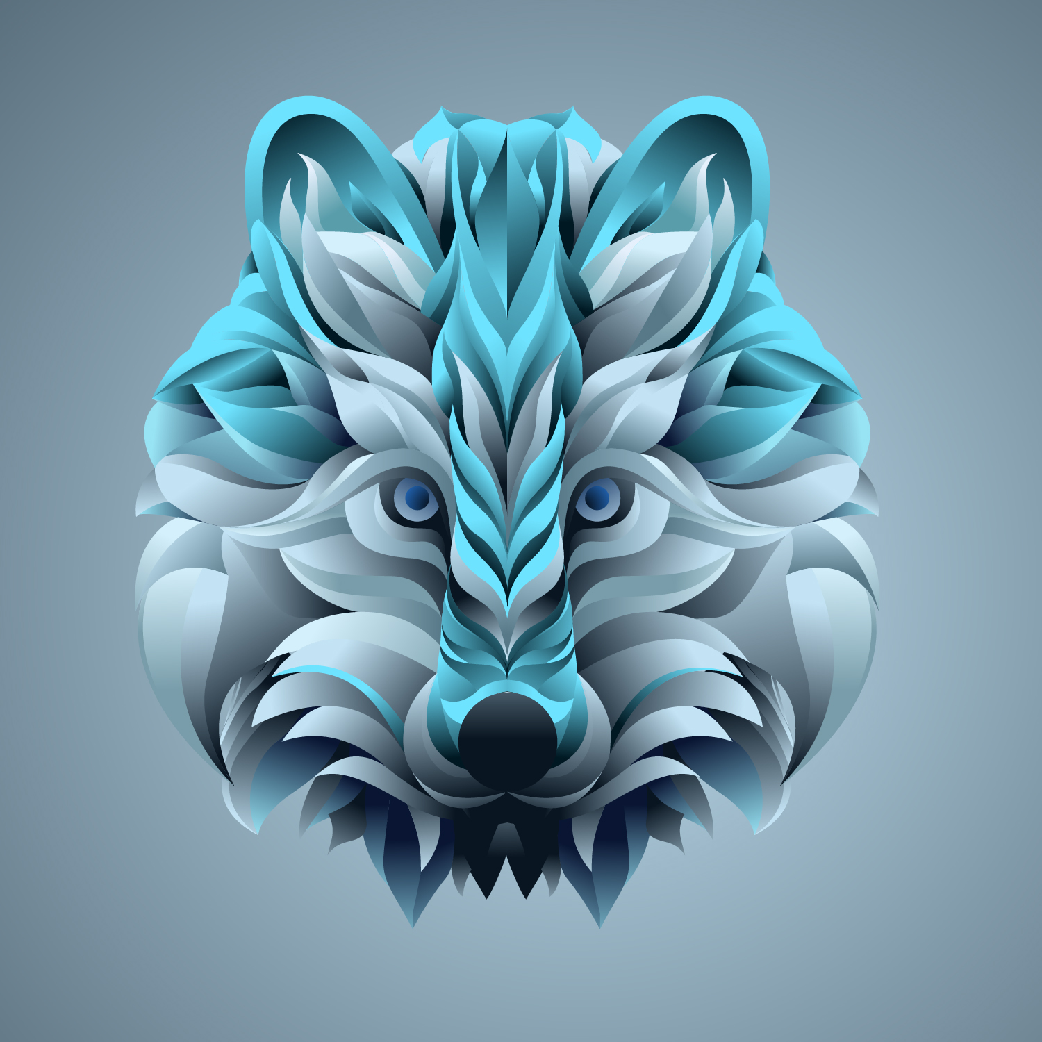 Wolf Vector Illustration - Wildlife Animal Digital Art by ART de ONE