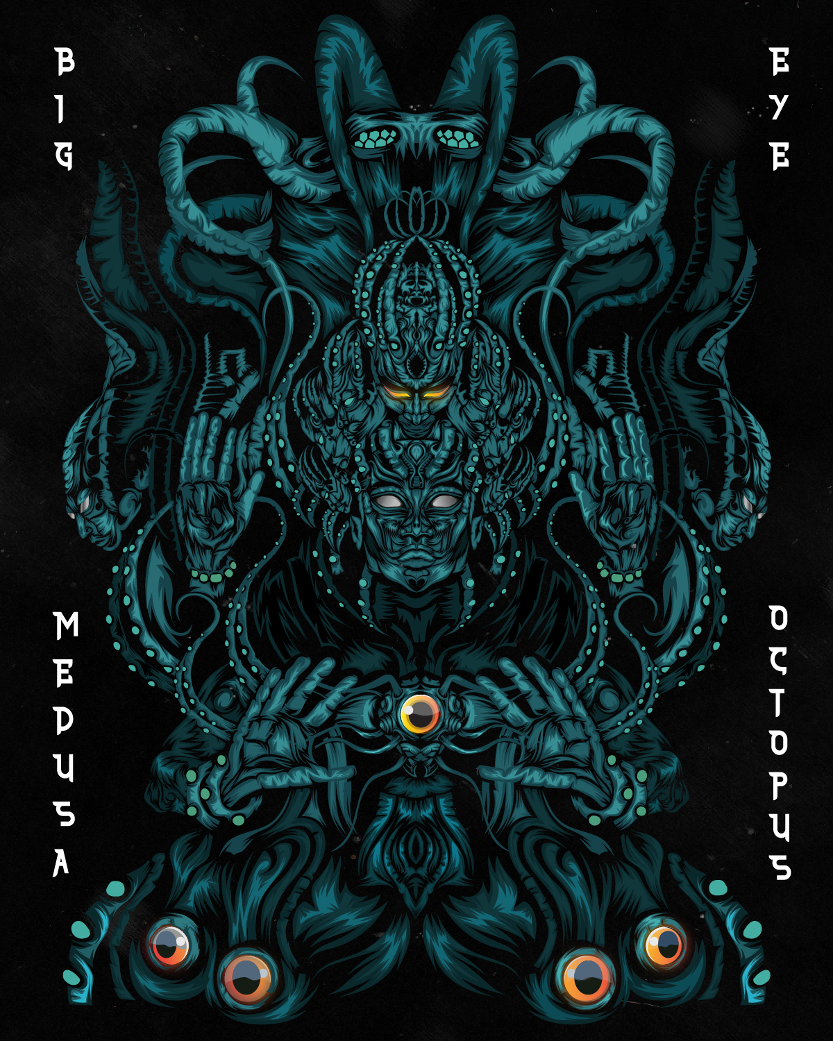 Medusa Octopus Vector Illustration - Mythical Creature Art Adobe Illustrator by ART de ONE