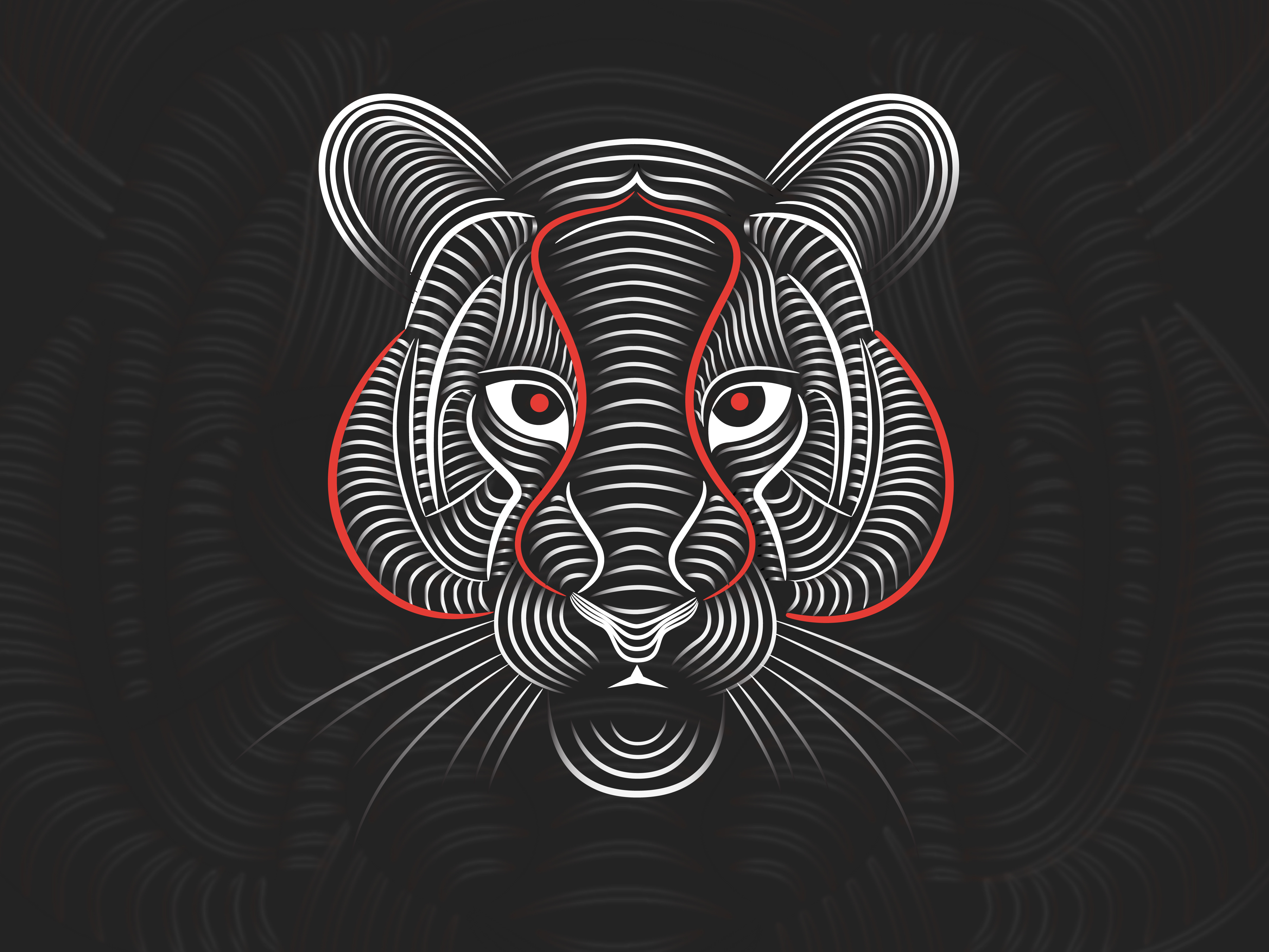 Black and Red Tiger Vector Illustration - Wildlife Animal Art Adobe Illustrator by ART de ONE