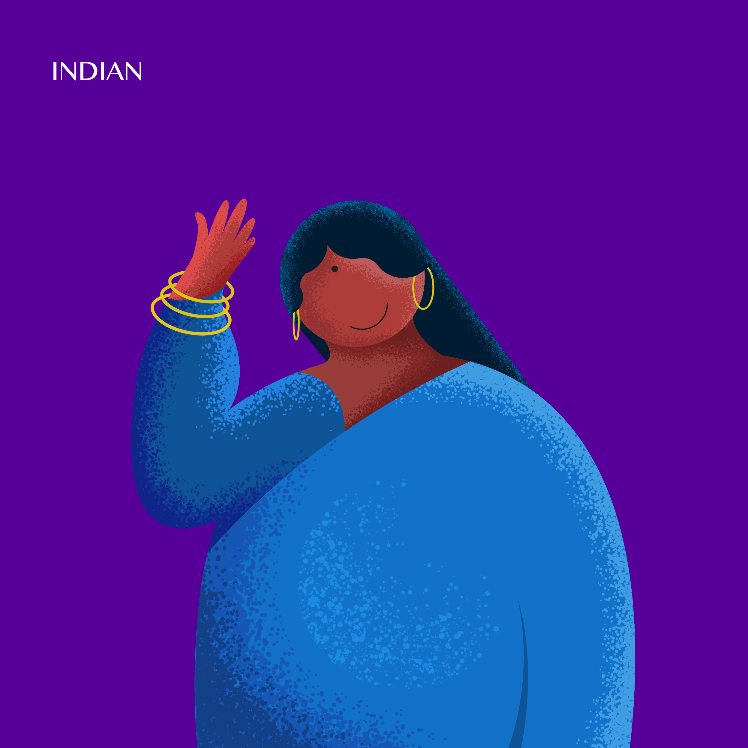 Indian Traditional Dress Vector Illustration - South Asian Culture Art by ART de ONE