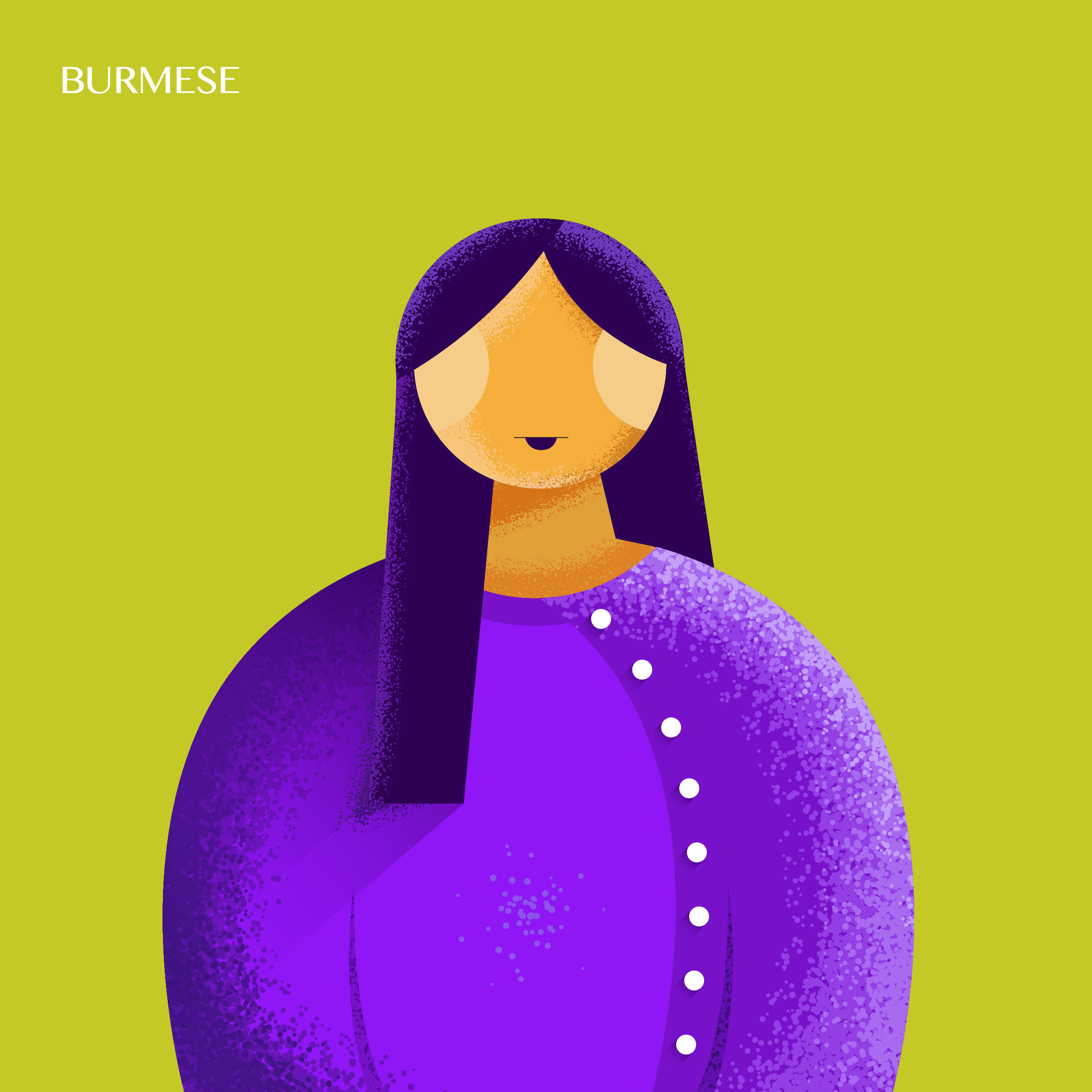 Burmese Girl Traditional Dress Vector Illustration - Myanmar Culture Art by ART de ONE