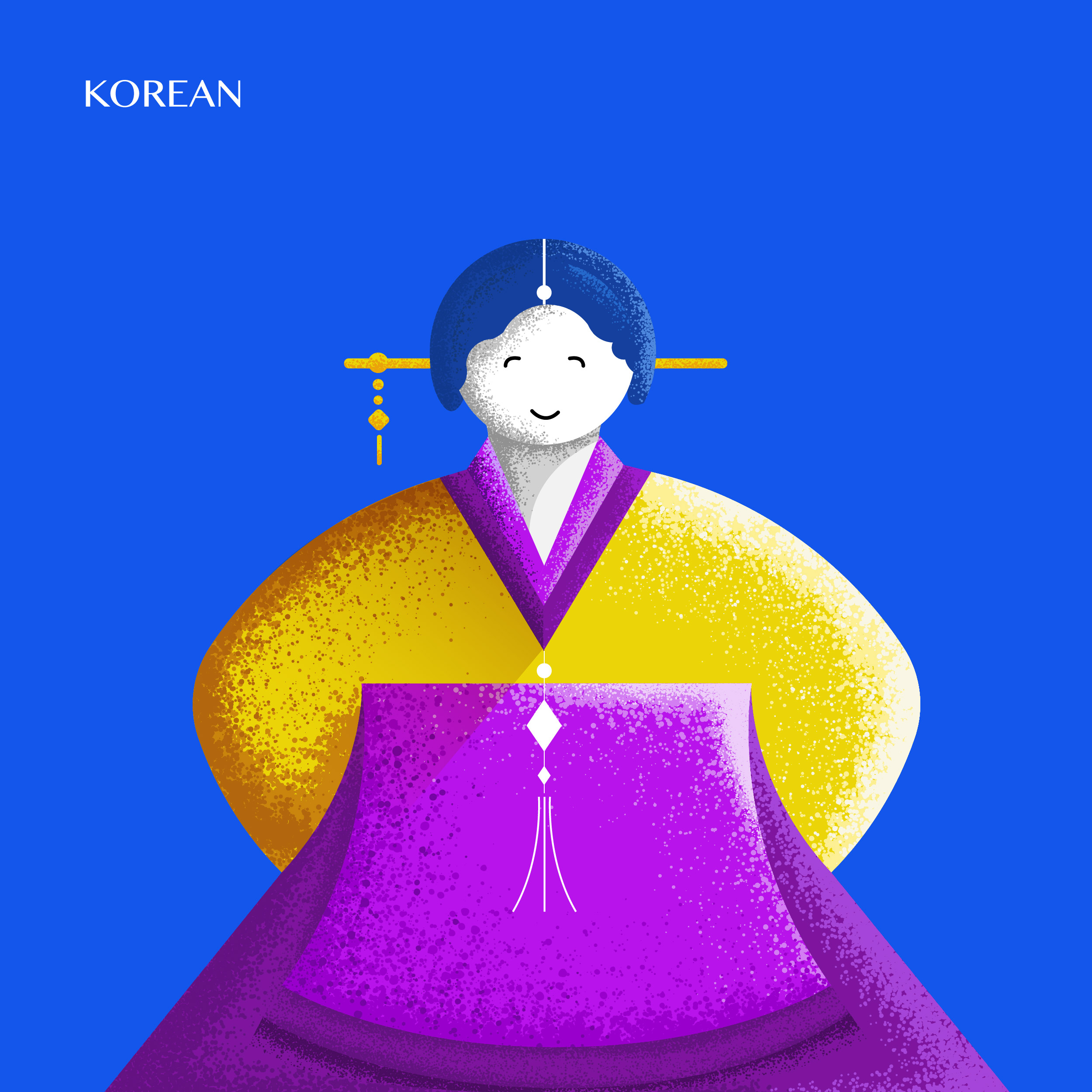 Korean Traditional Dress Vector Illustration - Asian Culture Art by ART de ONE