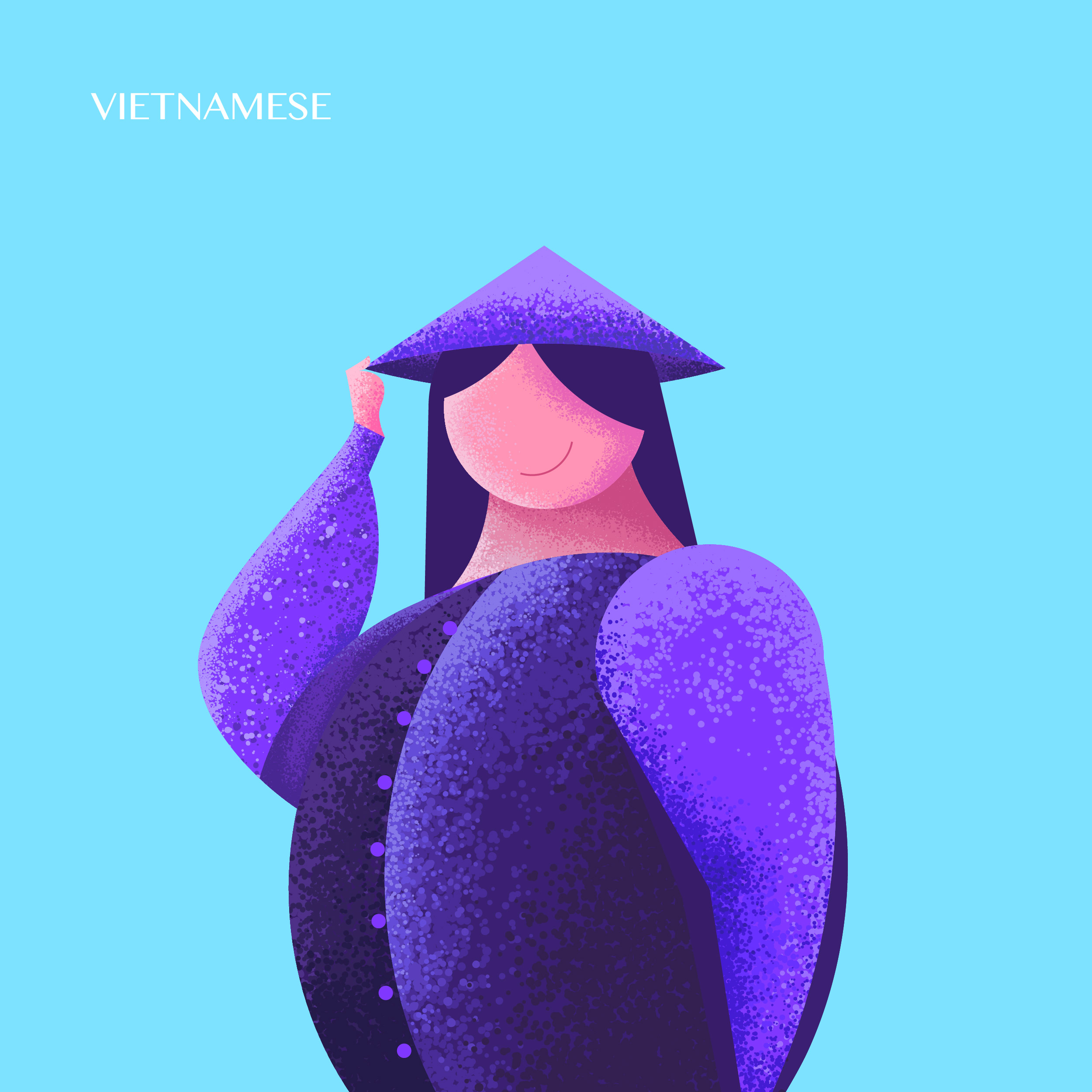 Vietnamese Traditional Dress Ao Dai Vector Illustration - Vietnam Culture Art by ART de ONE