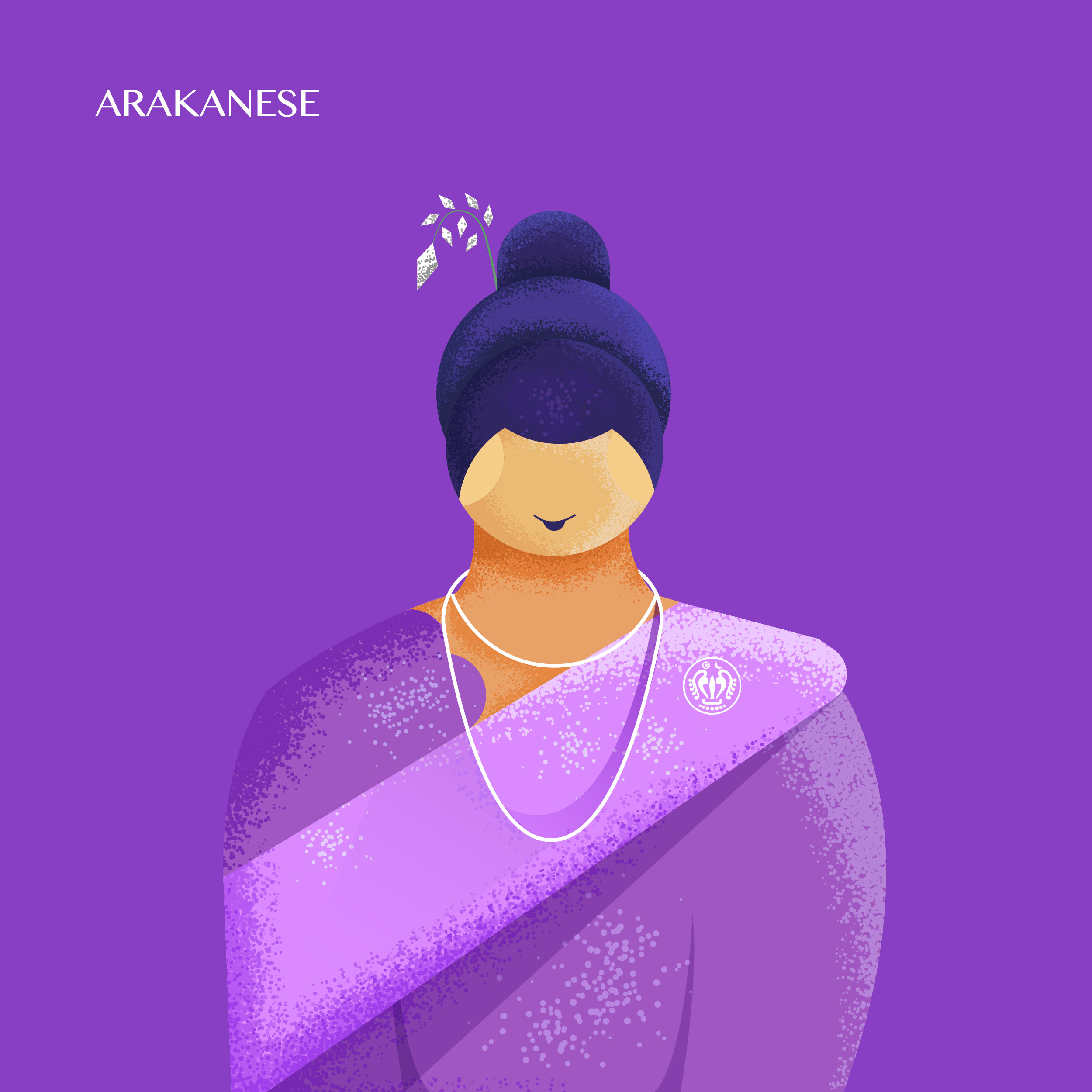 Arakanese Traditional Dress Vector Illustration - Myanmar Rakhine Culture Art by ART de ONE