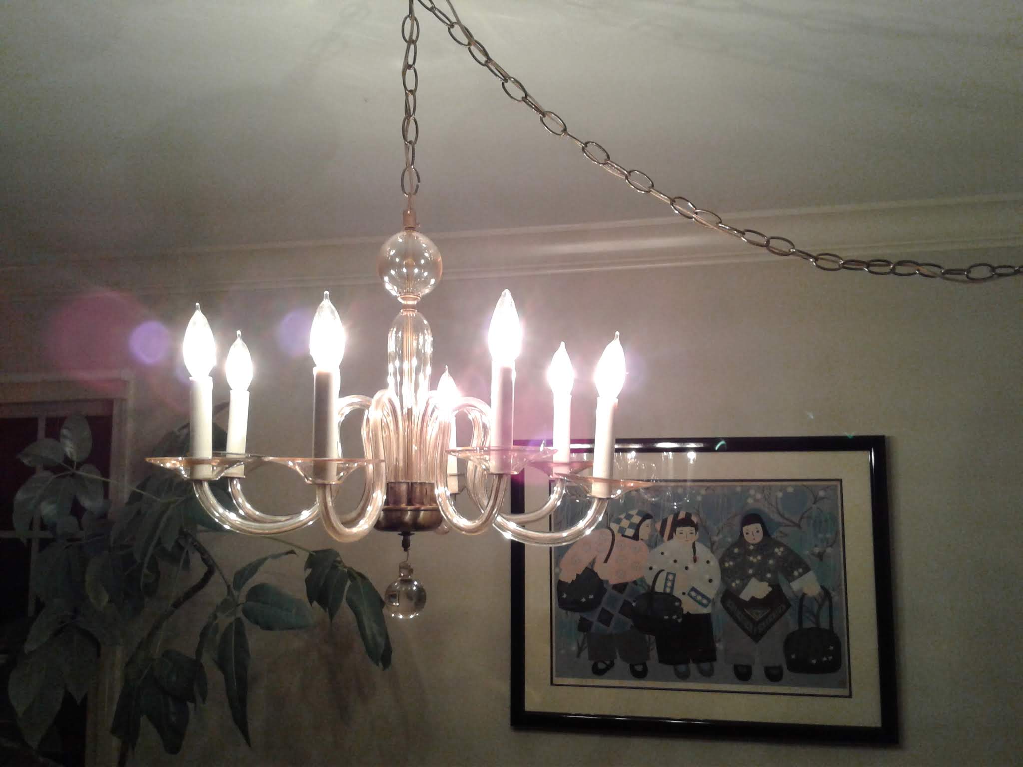 six post hanging lamp with gold body