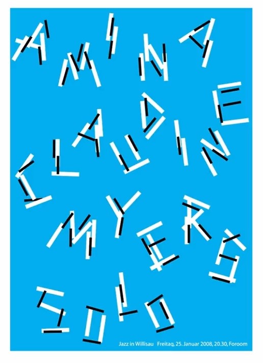 blue jazz poster with letters