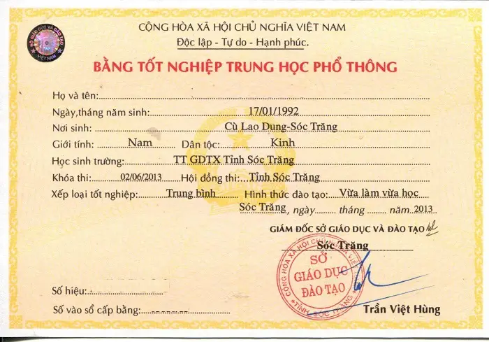 Học bổ túc có tương lai không? Làm Bằng Cấp 3 Bổ Túc Tem Phôi Thật