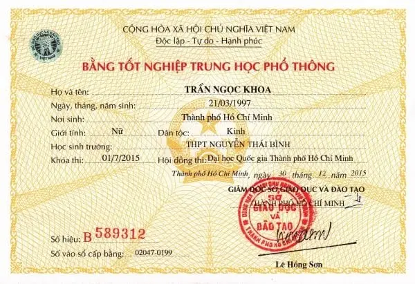 Mất Bằng Tốt Nghiệp THPT