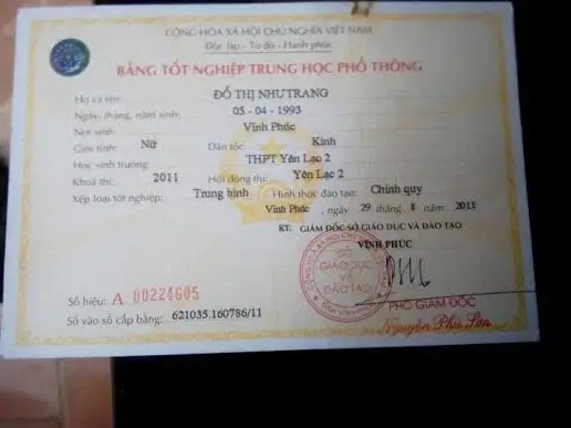 Bằng tốt nghiệp cấp 2