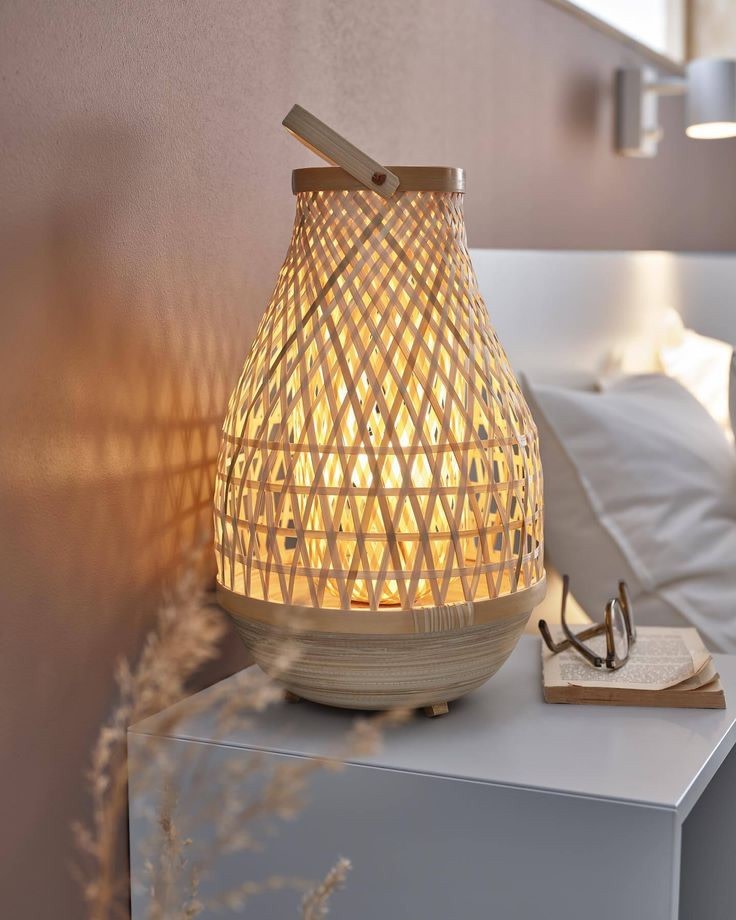 Natural Bamboo Desk Lamp — styled on a study desk