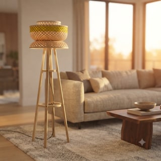 Handwoven Bamboo Floor Lamp