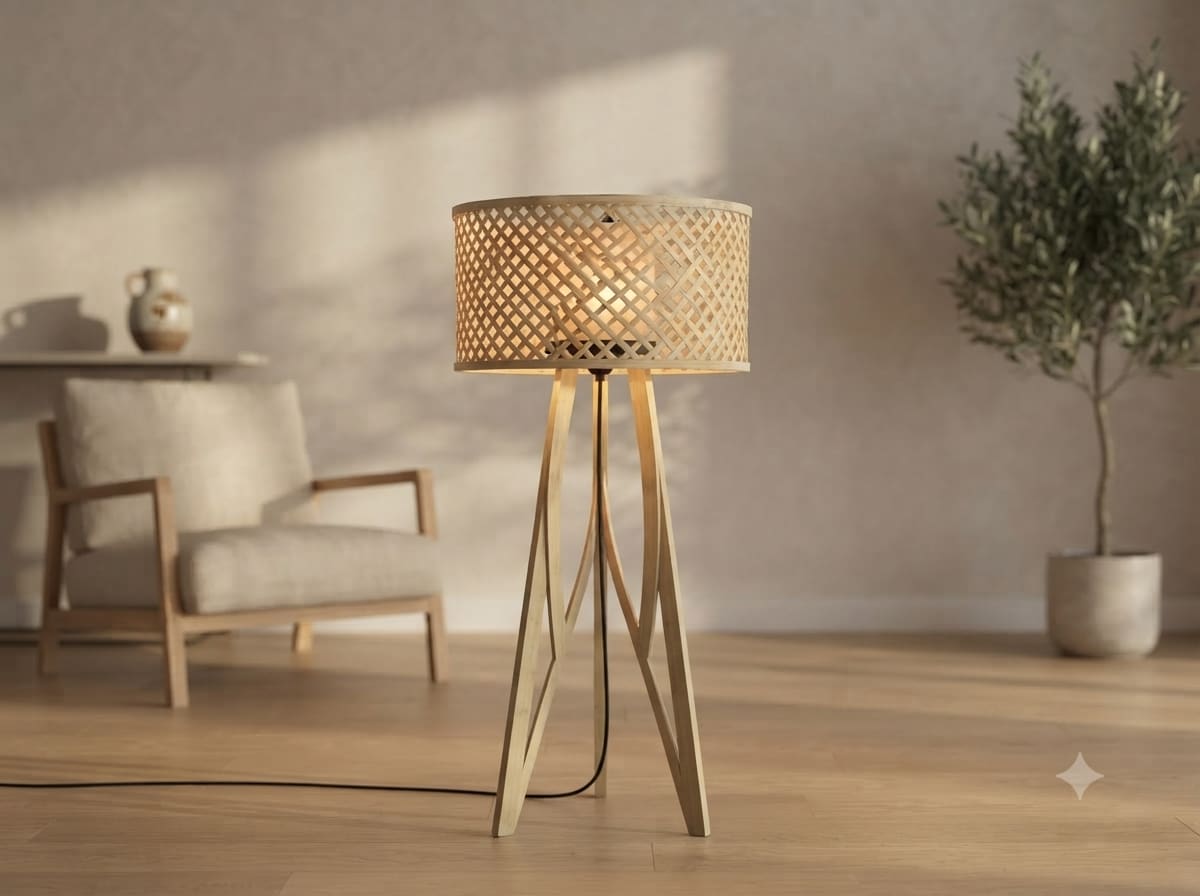 Natural Bamboo Standing Floor Lamp — Japandi-style bedroom styling thumbnail 4