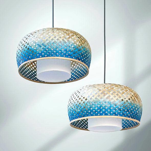 Tulip Bamboo Pendant Light — detail of the artisan weave pattern thumbnail 4