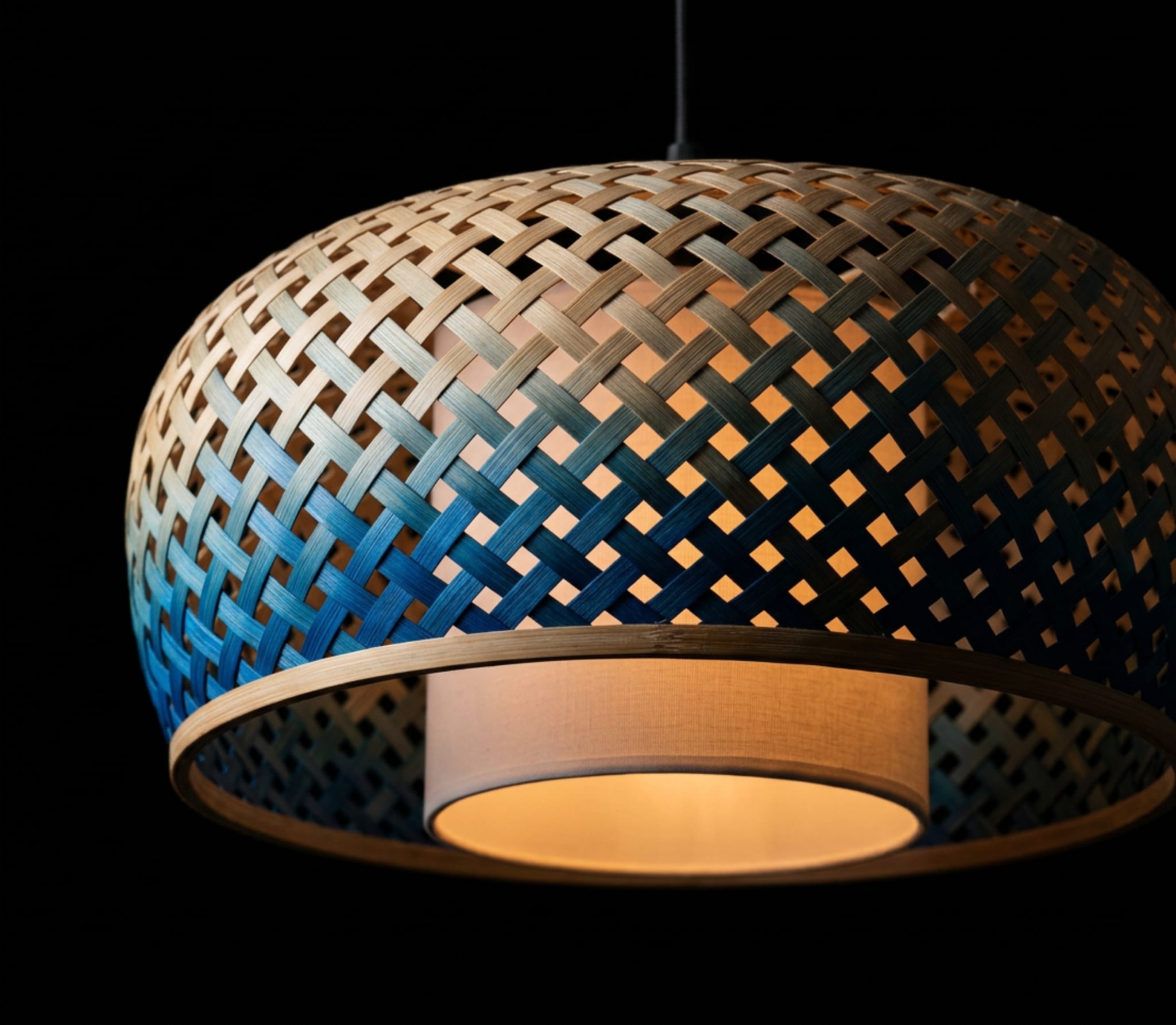 Tulip Bamboo Pendant Light — warm ambient glow at dusk thumbnail 8