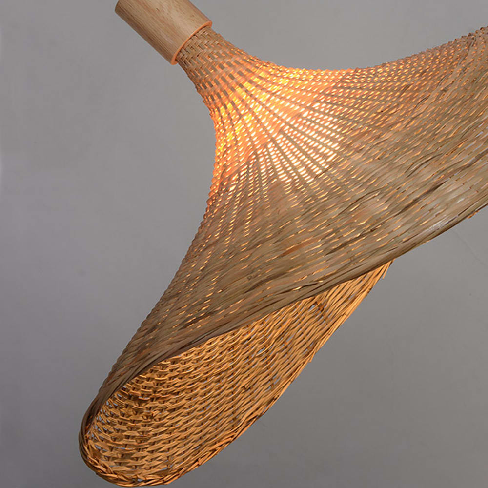 Luxury Bamboo Sphere Pendant — side profile showing the rattan cage shade thumbnail 5
