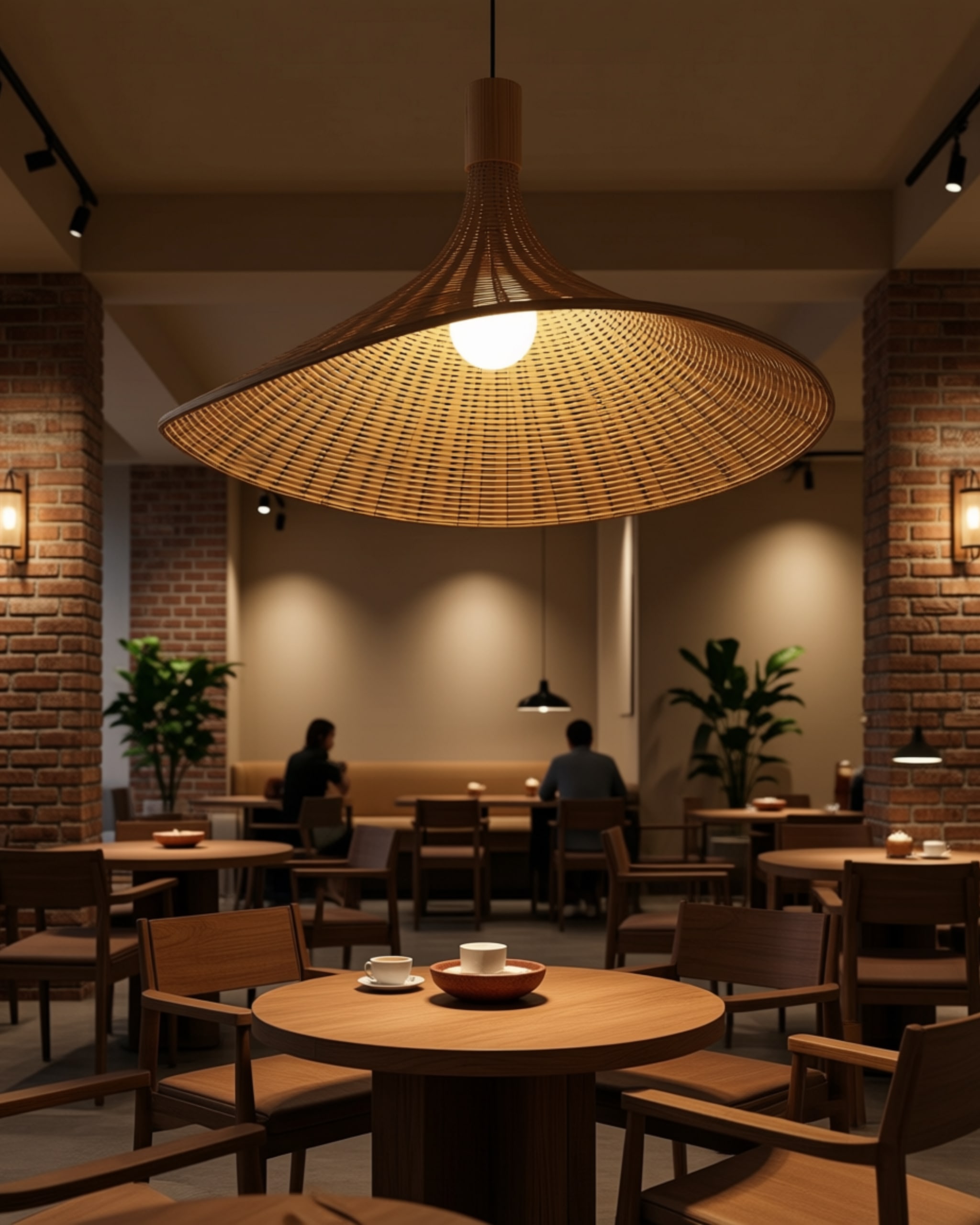 Luxury Bamboo Sphere Pendant — warm ambient glow at dusk thumbnail 9