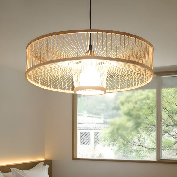 Natural Bamboo Basket Pendant — styled above a kitchen island thumbnail 7