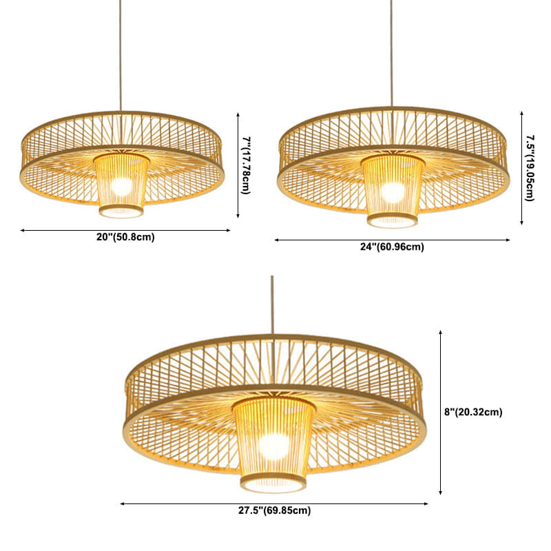 Natural Bamboo Basket Pendant — installed in a restaurant setting thumbnail 9