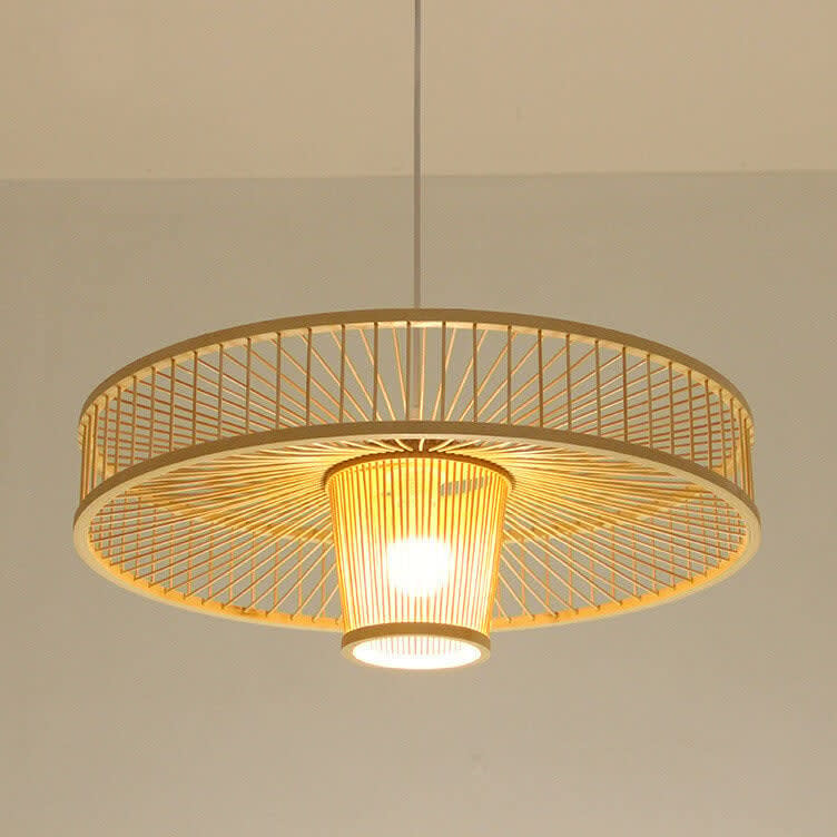 Natural Bamboo Basket Pendant — outdoor balcony or patio styling thumbnail 12