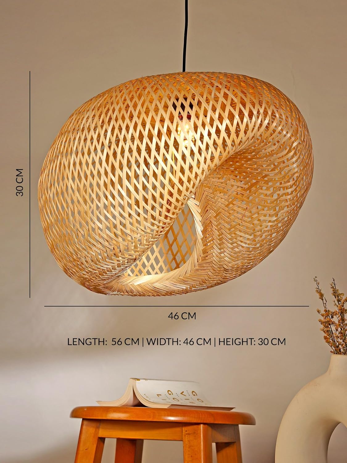 Artisan Bamboo Drum Pendant — styled above a kitchen island thumbnail 7