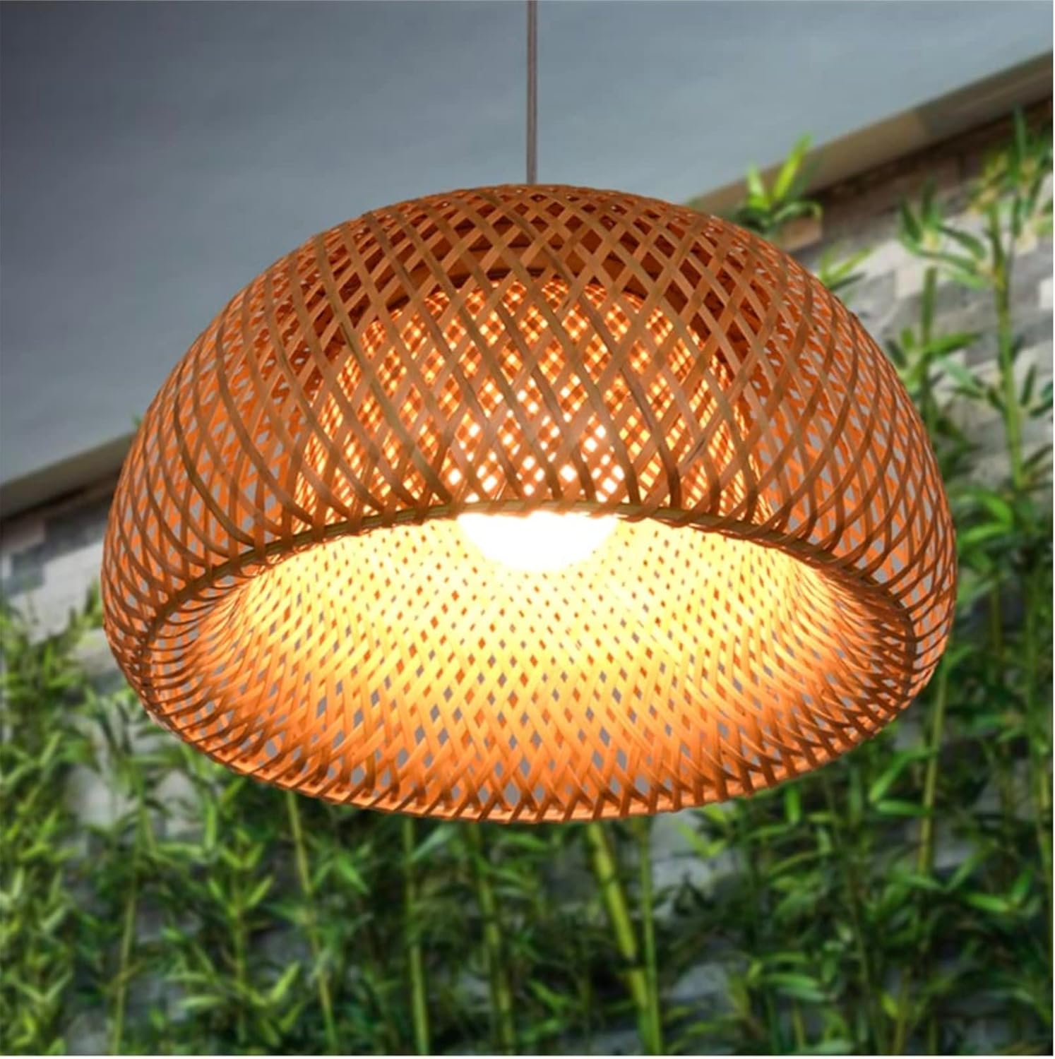 Classic Bamboo Weave Pendant — close-up of the handwoven bamboo weave thumbnail 2