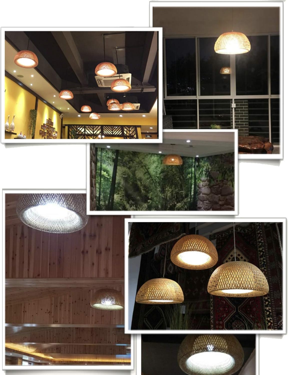 Classic Bamboo Weave Pendant — side profile showing the rattan cage shade thumbnail 6