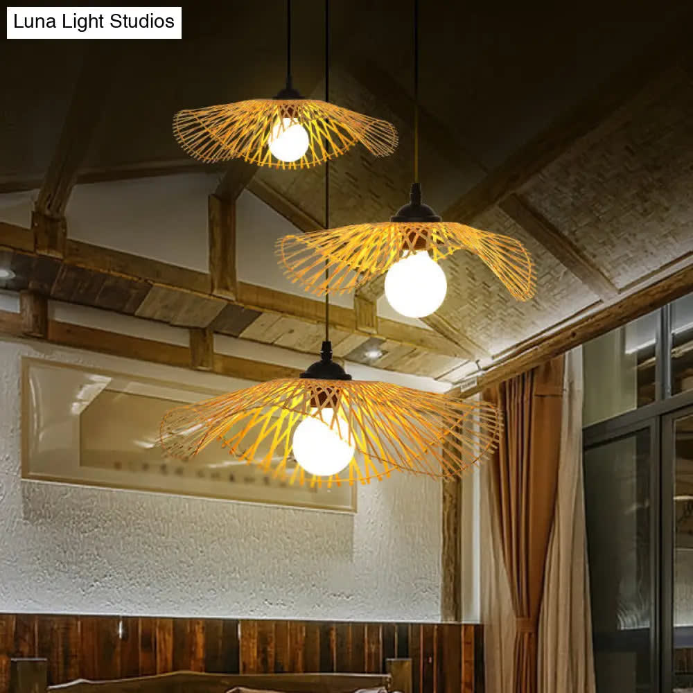 Lotus Leaf Bamboo Pendant Light — styled above a kitchen island thumbnail 7