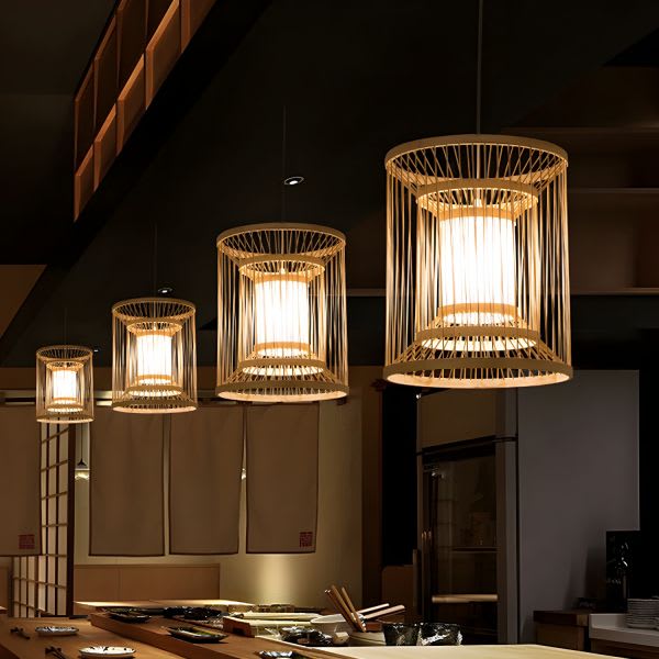 Bamboo Globe String Light Set — close-up of the natural rattan weave thumbnail 6