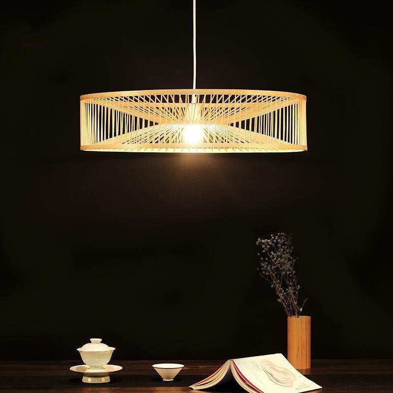 Living Room Bamboo String Lights — strung across a balcony for warm ambient light