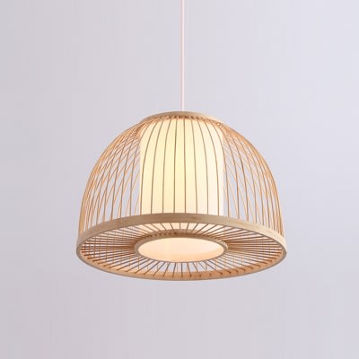 Asian Dome Bamboo Ceiling Light — draped along a living room wall thumbnail 4