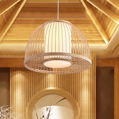 Asian Dome Bamboo Ceiling Light — styled around a café patio thumbnail 3