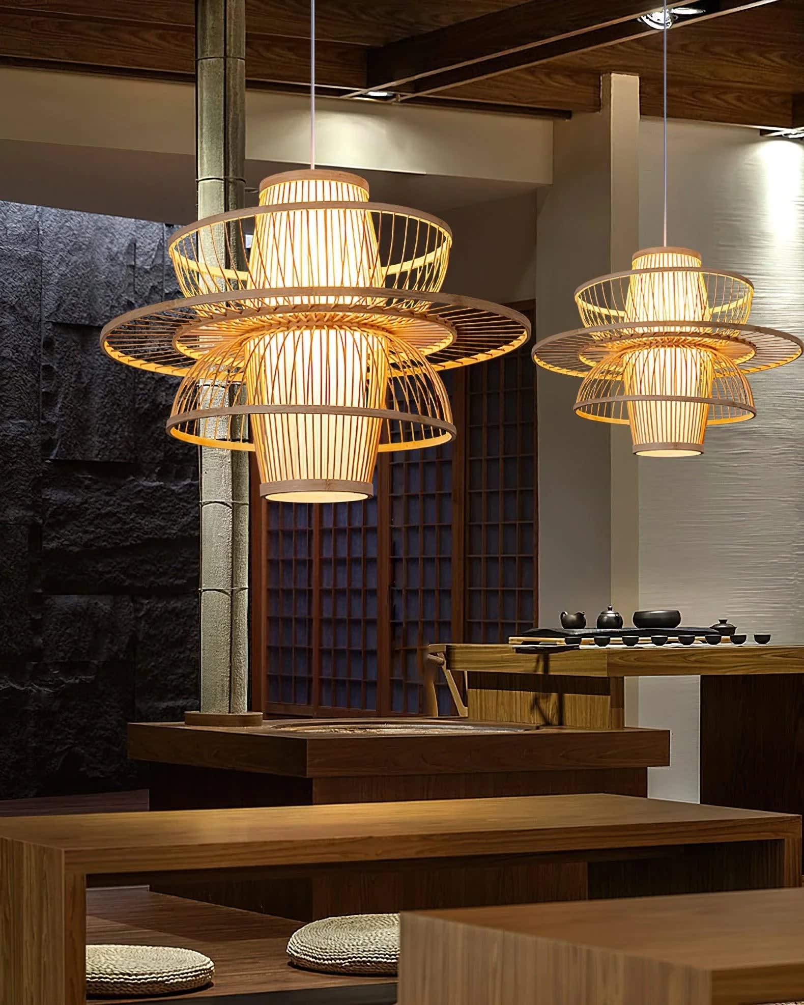 Handmade Bamboo Pendant Lamp — styled for a festive home decor look thumbnail 8