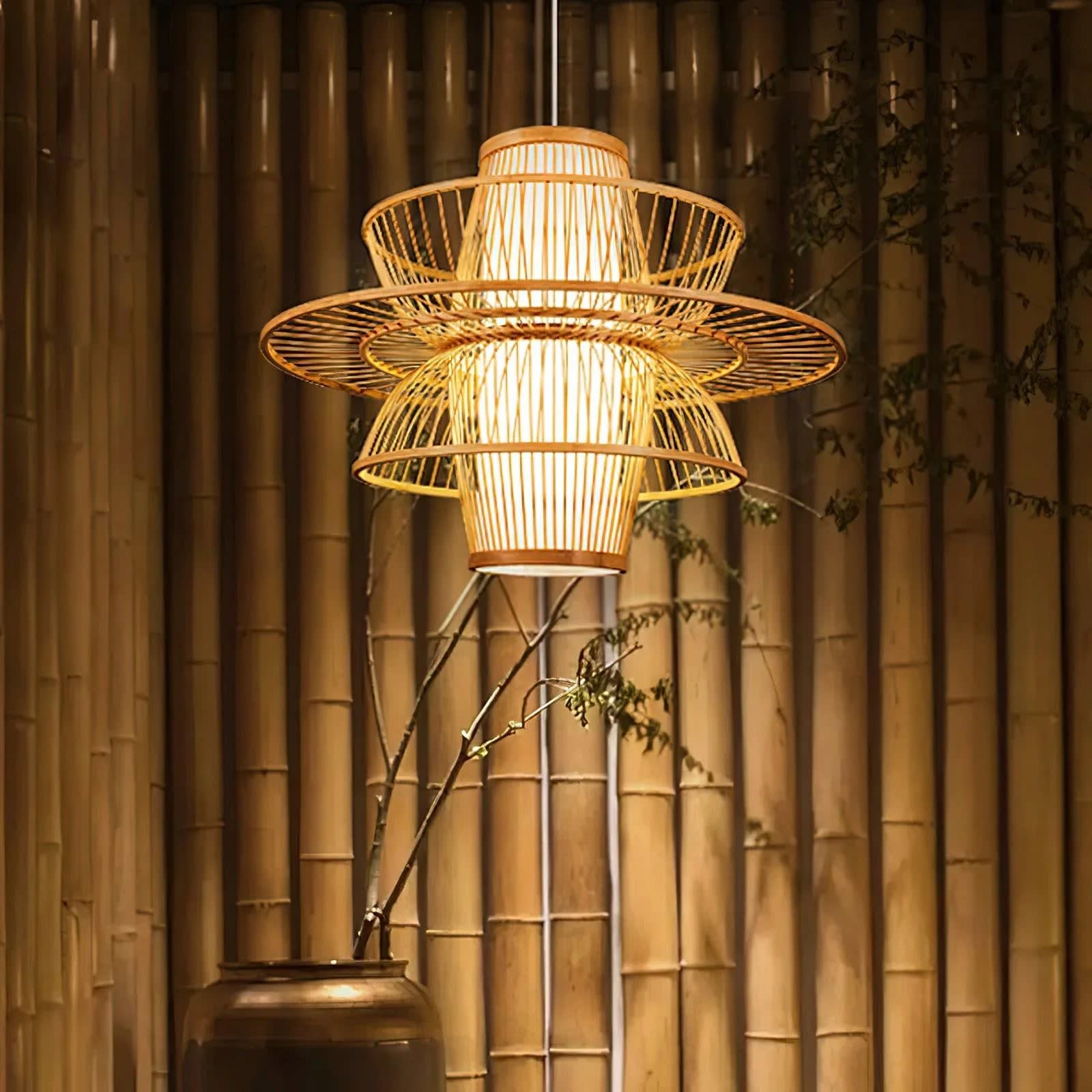 Handmade Bamboo Pendant Lamp — boho bedroom fairy light styling thumbnail 10