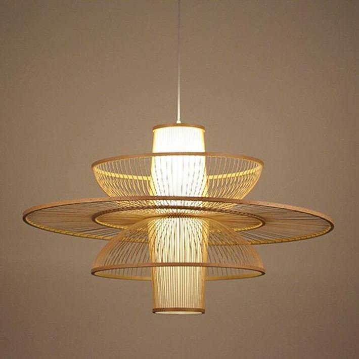 Handmade Bamboo Pendant Lamp — close-up of the globe-shaped bamboo shade thumbnail 14